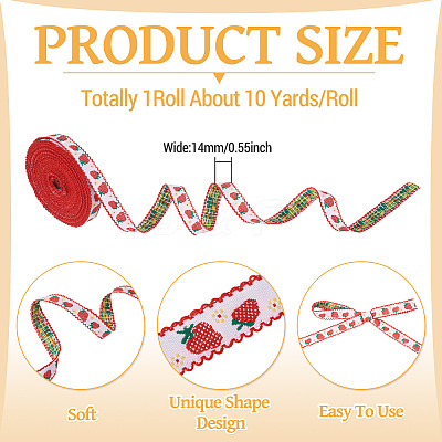 10Yards Polyester Strawberry Ribbon OCOR-TA0003-62B-1