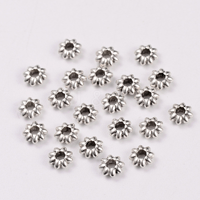 Tibetan Style Alloy Flower Spacer Beads X-TIBEB-0885-AS-LF-1
