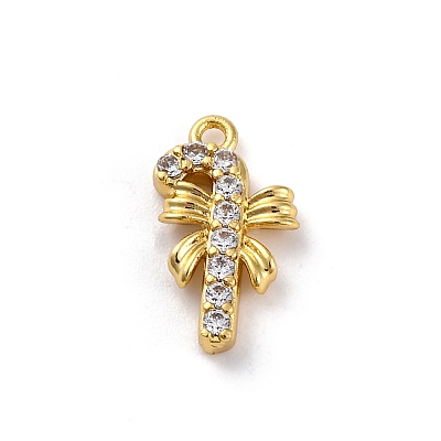 Christmas Series Brass Micro Pave Cubic Zirconia Pendants KK-Q010-01G-02-1