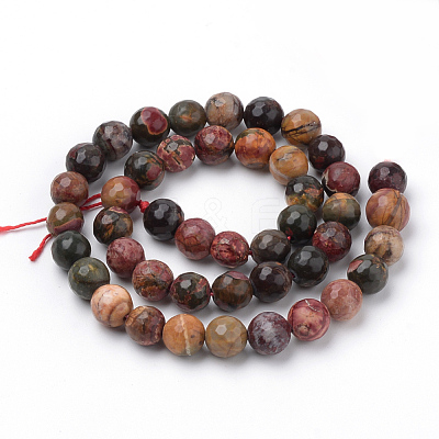 Natural Polychrome Jasper/Picasso Stone/Picasso Jasper Beads Strands G-Q462-86-6mm-1