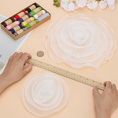2Pcs 2 Styles Organza Flower Brooches JEWB-FG0001-58B-1