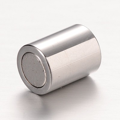 Textured 304 Stainless Steel Column Magnetic Clasps with Glue-in Ends STAS-I045-11G-1