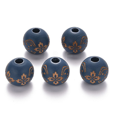 Painted Natural Wood Beads WOOD-N006-03B-07-1