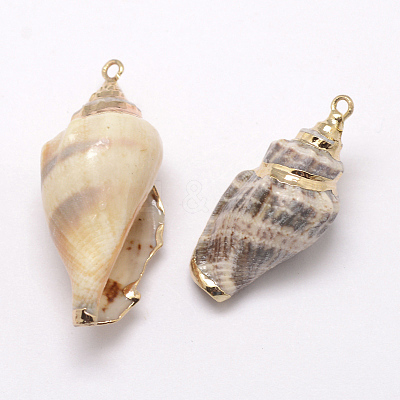 Golden Electroplated Conch Shell Pendants X-BSHE-M016-02-1