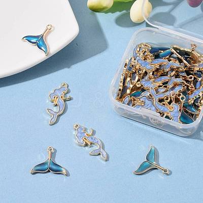 50Pcs 2 Style Alloy Enamel Pendants ENAM-LS0001-10LG-1