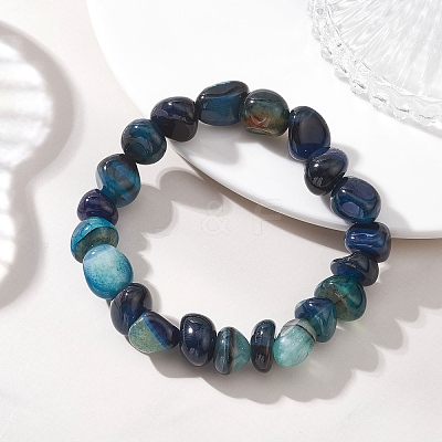4Pcs Dyed Natural Dragon Veins Agate Beaded Stretch Bracelets for Women BJEW-JB13047-1
