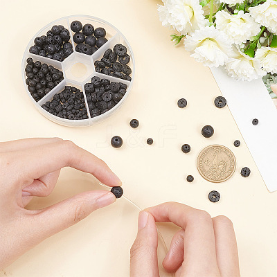 240Pcs 6 Styles Natural Lava Rock Beads G-OC0004-52-1