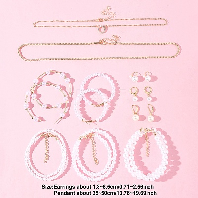 Plastic Imitation Pearl & Shell Pearl Earrings SJEW-FS0001-02-1