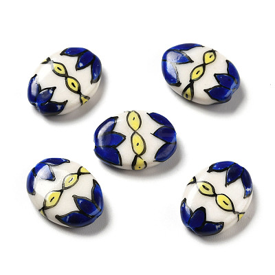 Handmade Printed Porcelain Beads PORC-F005-01F-1
