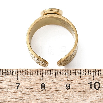 304 Stainless Steel with Glass Cat Eye Cuff Rings for Women RJEW-K309-40E-1