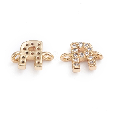 Brass Micro Pave Cubic Zirconia Letter Links X-ZIRC-I042-16G-R-1