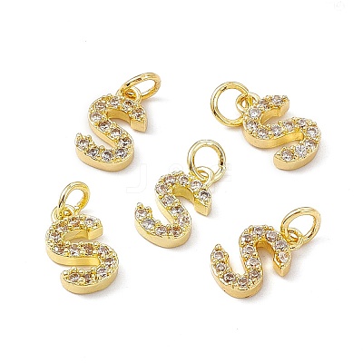Real 18K Gold Plated Brass Micro Pave Clear Cubic Zirconia Charms KK-E068-VB452-S-1