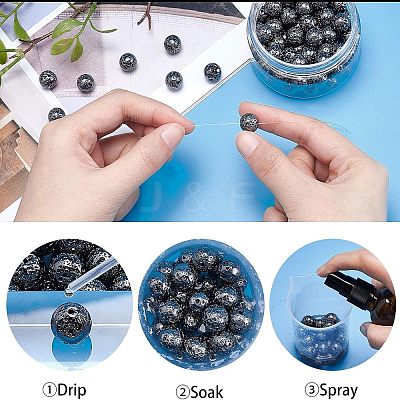 Electroplated Natural Lava Rock Beads G-NB0001-91C-1