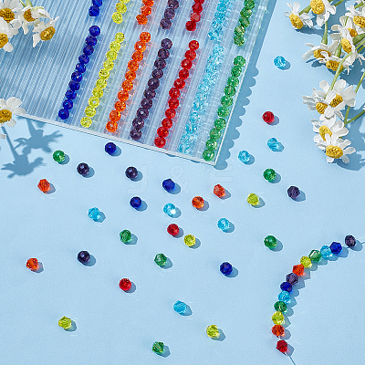 14 Strands 14 Style Imitate Austrian Crystal Bicone Glass Beads Strands GLAA-WR0001-01-1