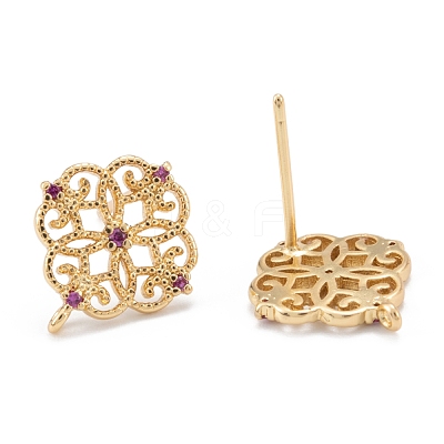 Brass Stud Earring Findings KK-K251-05G-01-1