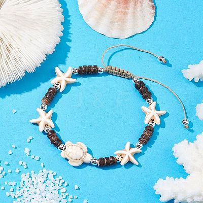 Coconut Braided Bead Bracelets BJEW-JB10078-01-1