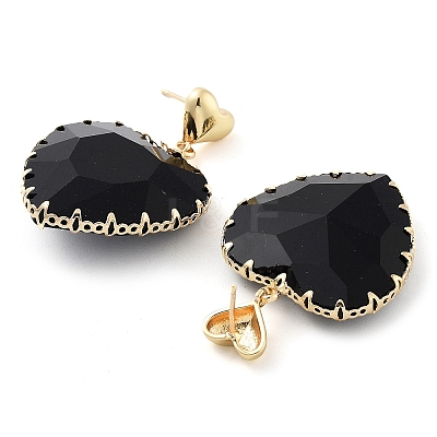 Glass Heart Dangle Stud Earrings EJEW-Q800-17B-KCG-1