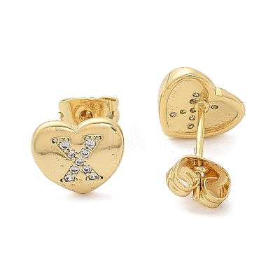 Rack Plating Brass Micro Pave Clear Cubic Zirconia Stud Earrings EJEW-K299-01G-X-1