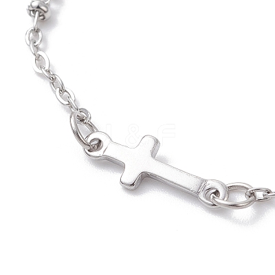 304 Stainless Steel Cross Link Chain Bracelet Making AJEW-JB01380-02-1