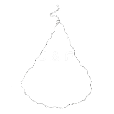 Non-Tarnish 304 Stainless Steel Twist Bar Link Chain Necklace NJEW-K249-11P-1