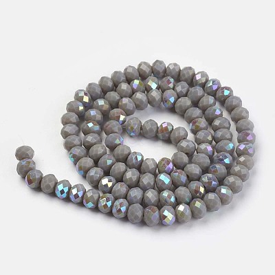 Electroplate Opaque Solid Color Glass Beads Strands EGLA-A034-P6mm-L13-1