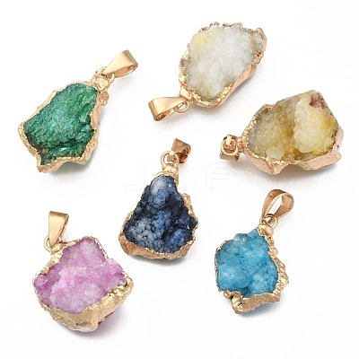 Natural Druzy Agate Pendants G-Q494-76-1