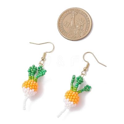304 Stainless Steel Glass Seed Beads Carrot Dangle Earrings EJEW-MZ00579-05-1
