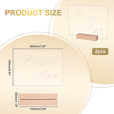 4Pcs 2 Styles Rectangle Beechwood Name Card Holder ODIS-OC0001-39-1