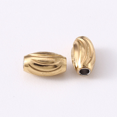 201 Stainless Steel Corrugated Beads X-STAS-S103-16A-G-1