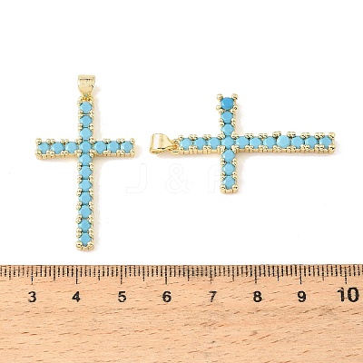Brass Micro Pave Sky Blue Cubic Zirconia Pendants CU-CBA9CBD-01G-1