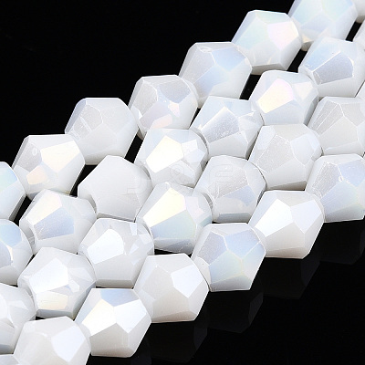 Opaque Solid Color Electroplate Glass Beads Strands EGLA-A039-P6mm-B15-1