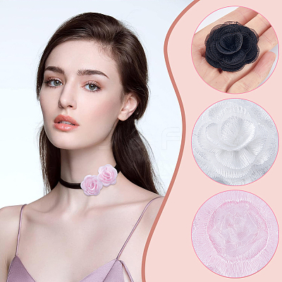 30Pcs 3 Styles 3D Rose Flower Polyester Computerized Embroidered Ornament Accessories FIND-GF0006-03A-1