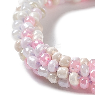 Crochet Glass Beads Braided Stretch Bracelet LS-BJEW-K232-01P-1