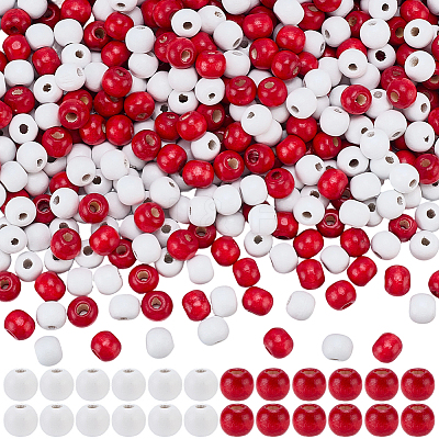 600Pcs 2 Colors Dyed Natural Wood Beads WOOD-SC0002-37A-1
