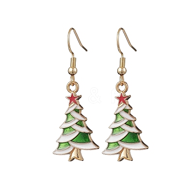 10 Pairs Alloy Enamel Christmas Tree Dangle Earrings EJEW-JE06538-1