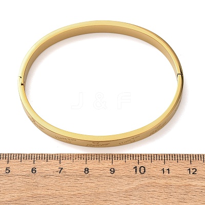 Engraved 304 Stainless Steel Hinged Bangles for Women BJEW-K307-01G-1