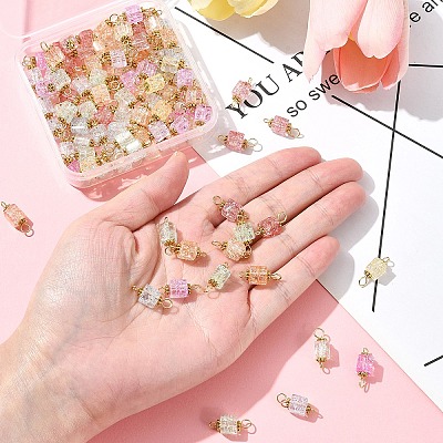 100Pcs Glass Connector Charms PALLOY-FZ00018-1