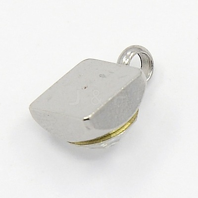 201 Stainless Steel Rhinestone Square Charm Pendants RB-M030-04J-1