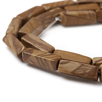 Natural Wood Lace Stone Wooden Jasper Beads Strands G-G837-09-1