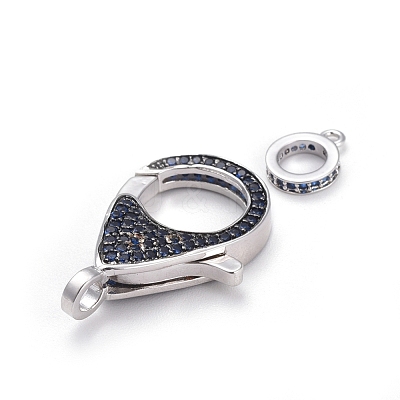 Brass Micro Pave Cubic Zirconia Lobster Claw Clasps ZIRC-K081-95P-01-1