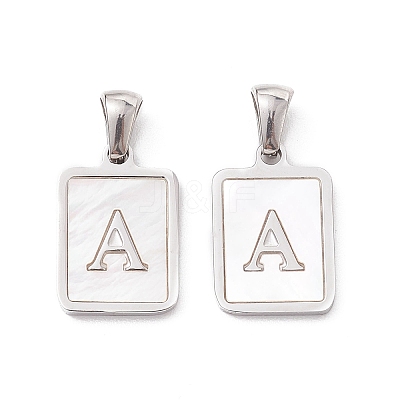 304 Stainless Steel Pave Shell Pendants STAS-G327-01P-A-1