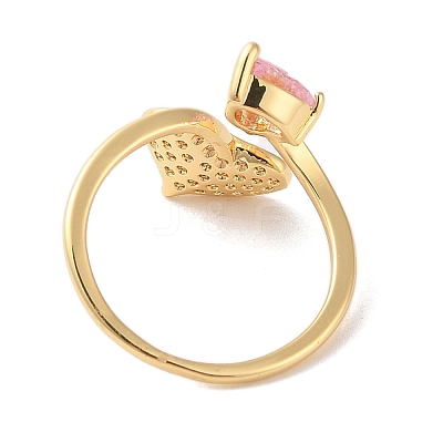 Brass Micro Pave Cubic Zirconia Open Cuff Rings RJEW-K263-08G-1