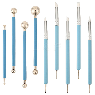 9Pcs 2 Styles Plastic Double Heads Modeling Clay Sculpting Tools Set TOOL-SP0001-09-1