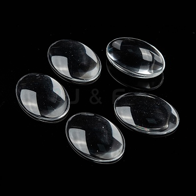 Transparent Oval Glass Cabochons X-GGLA-R022-35x25-1