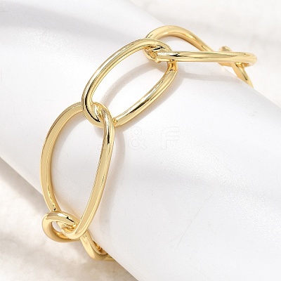 Brass Large Oval Link Chain Cuff Bangles for Women KK-CBACA61-04G-1