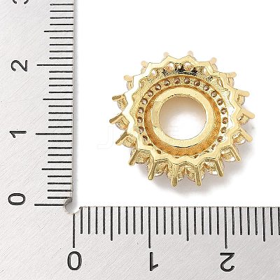 Rack Plating Brass Micro Pave Clear Cubic Zirconia Cabochon Connector Setttings KK-L224-027G-01-1