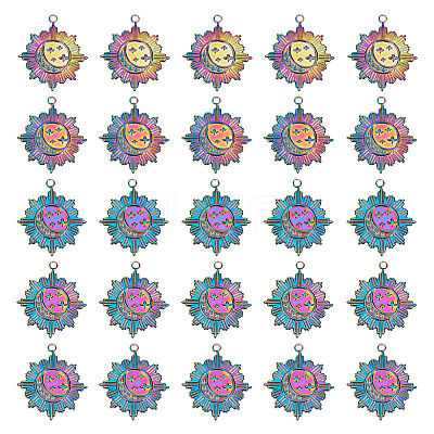 10Pcs 304 Stainless Steel Pendants Rhinestone Setting STAS-AR0001-52-1