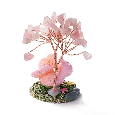 Natural Rose Quartz Chips & Resin Pedestal Display Decorations DJEW-A001-03D-1