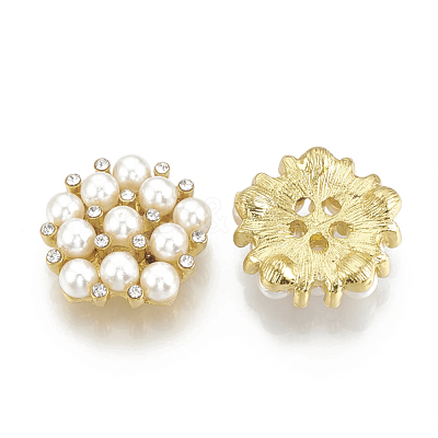 Alloy Rhinestone Flower Flat Back Cabochons RB-S048-20G-1