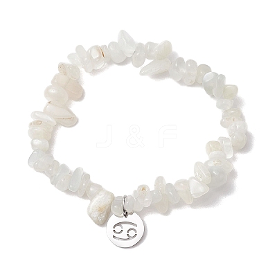 Natural White Moonstone Stretch Bracelets BJEW-JB11147-04-1